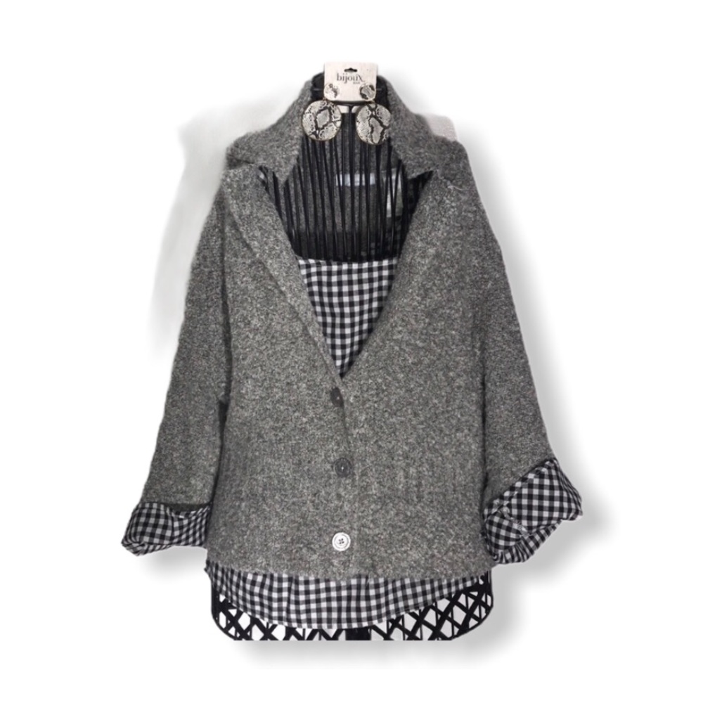 Fuzzy gray cardigan size XL